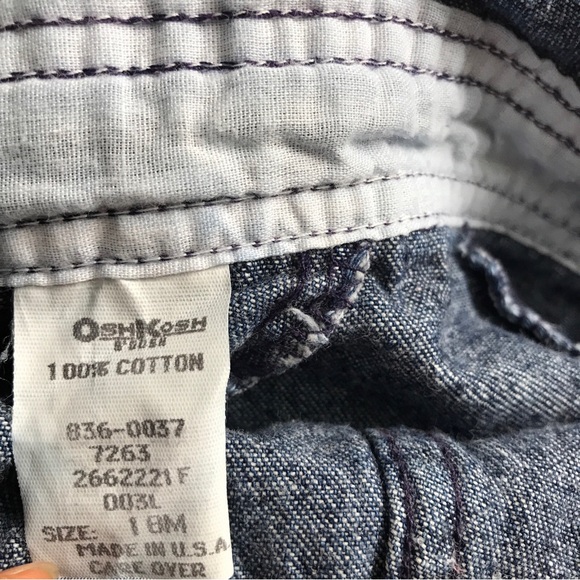 Vintage OshKosh B’gosh Sz 18 M Blue Denim Plaid Vestbak Overalls Made in USA - Picture 9 of 16